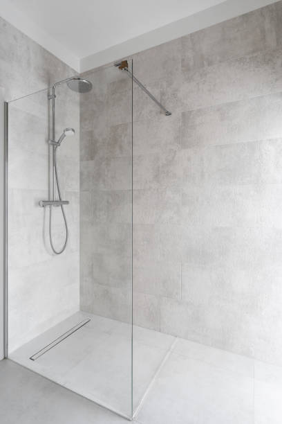 istock shower cabin in apartment interior with modern style 1487075977