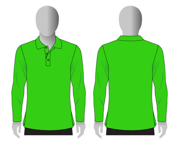 istock Blank Green Long Sleeve Polo Shirt Template On White Background 1487077267