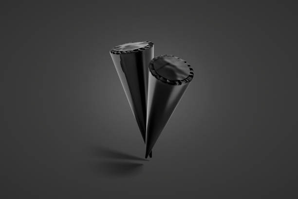 Blank black ice cream cone pack mockup, dark background