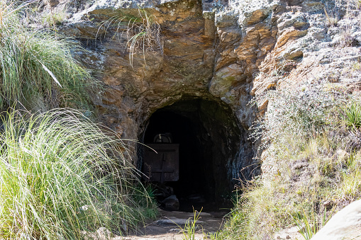 Abandoned gold tunnel entrance, in San Luis, Argentina.