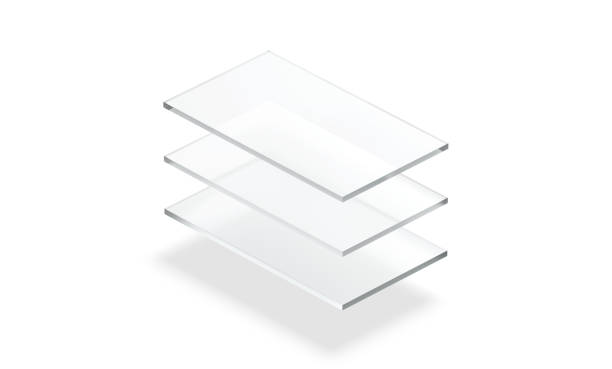 istock Blank white glossy and matte glass material layers mockup 1487079707
