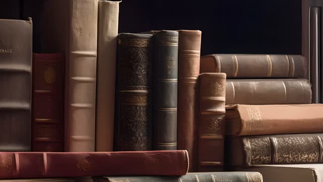 Lots of books on the bookshelves.