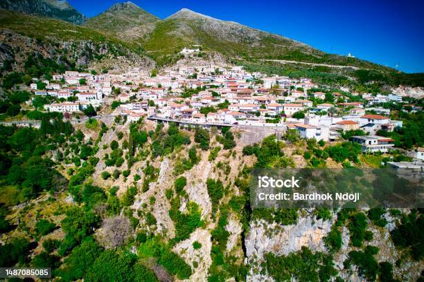 Dhermi Town Southern Albania Stock Photo - Download Image Now - Albania, Albanian Riviera, Architecture