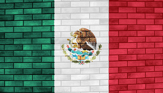 Flag of Mexico on a textured background. Concept collage.