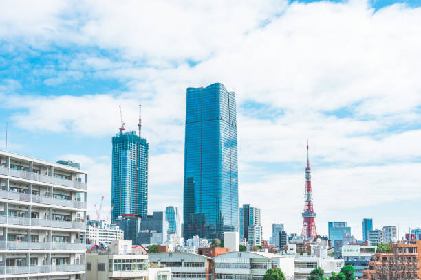 high-rise buildings in tokyo city - tower steel mansion investment imagens e fotografias de stock