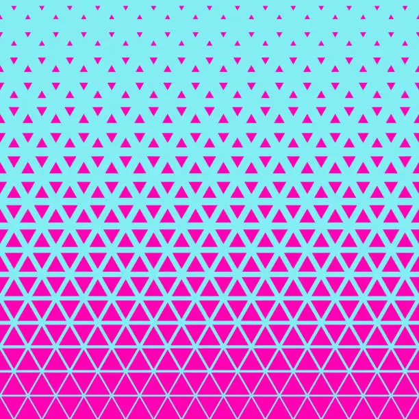 Vector illustration of Pink blue halftone triangles pattern. Abstract geometric gradient background. Vector illustration.