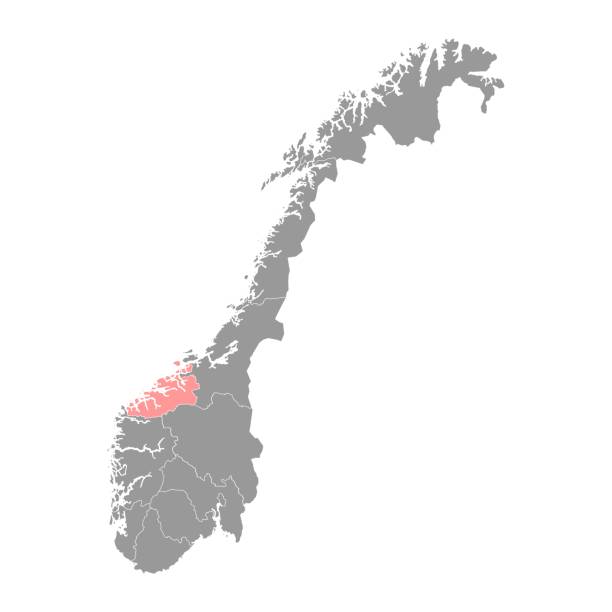 ilustrações, clipart, desenhos animados e ícones de mais og romsdal mapa do condado, região administrativa da noruega. ilustração vetorial. - more objects