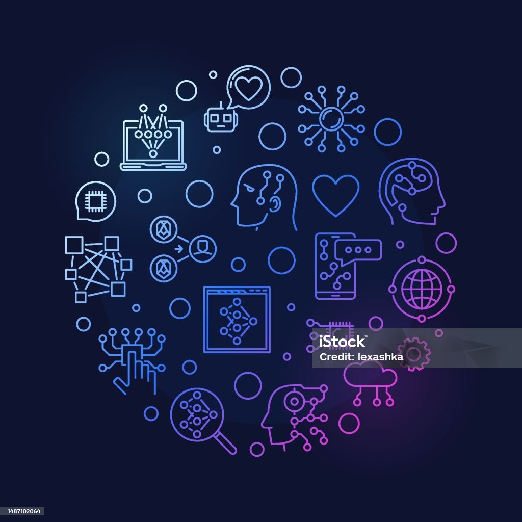 Machine Learning Linear Round Colored Banner Ml Concept Vector ...