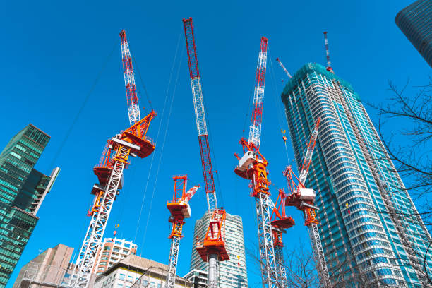 Construction with cranes in Tokyo