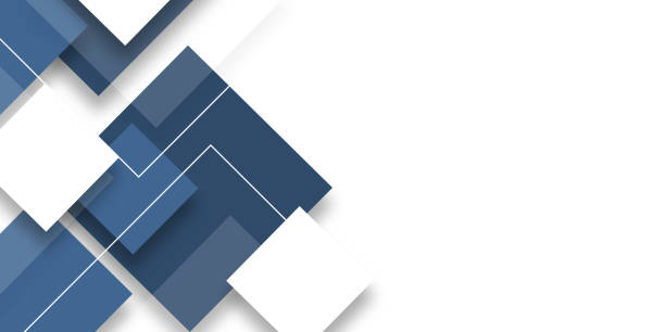 istock Blue white abstract geometric presentation background with rectangle and square shapes 1487105133