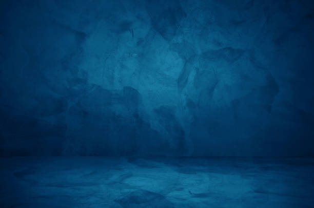 istock blue plaster stucco wall and floor interior room background used as product displayed, mock up, template for advertising. blue concrete room background. pedestal or stage backdrop. 1487109712