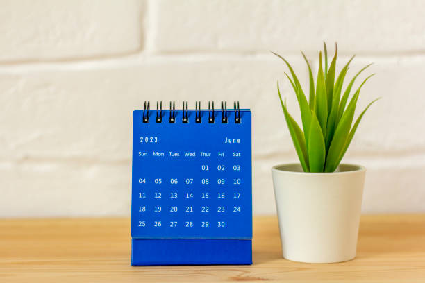 istock June 2023 on the calendar.Desktop calendar for planning on the table. 1487112135
