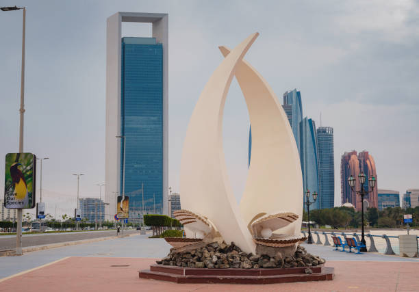 Abu Dhabi, UAE - March 19, 2023: Cityscape of Abu Dhabi on March 27, 2014, UAE. Abu Dhabi is the capital and the second most populous city in the United Arab Emirates with around 1 million people.