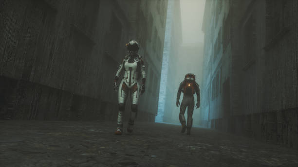 istock Astronauts walking in ruins of old city 1487112780