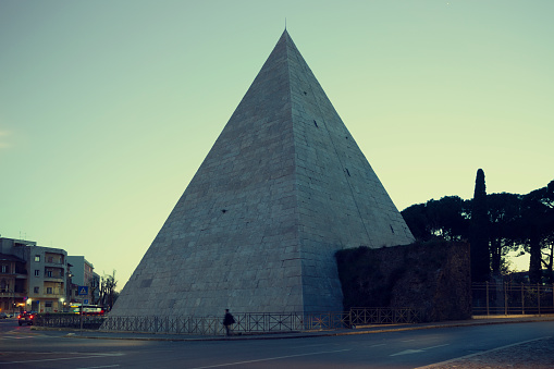 Pyramid of Cestius in Rome city, Italy