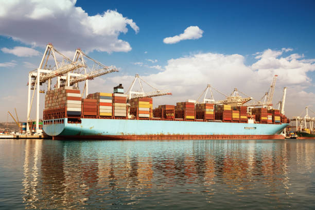 istock Container ship is waiting to load at cargo port 1487113768