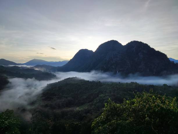 vista, montaña en la isla kalimantan - kalimantan fotografías e imágenes de stock