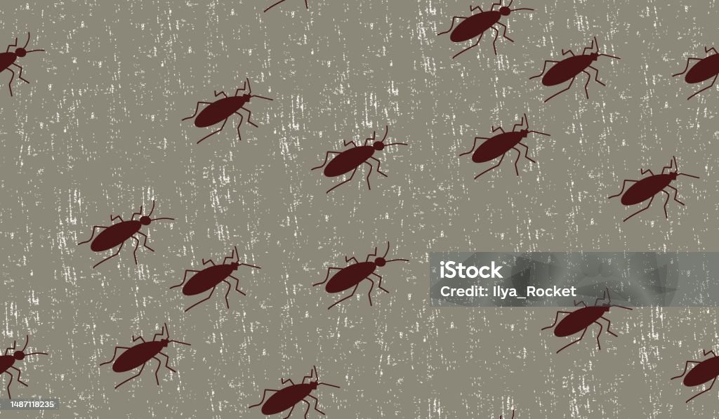 Small Patterns Bug Brown Bugs Crawling Seamless Pattern With Small Cockroaches On Textured ...