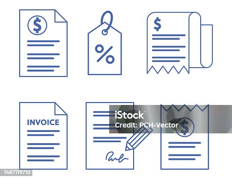 istock Various outline of invoices vector illustrations set 1487119710