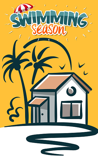 drawing of vector beach hotel icon. Created by Illustrator CS6. This file of transparent.