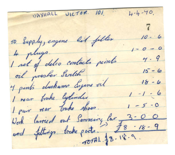 istock Bill for servicing and repairing a car, 1970 1487121192