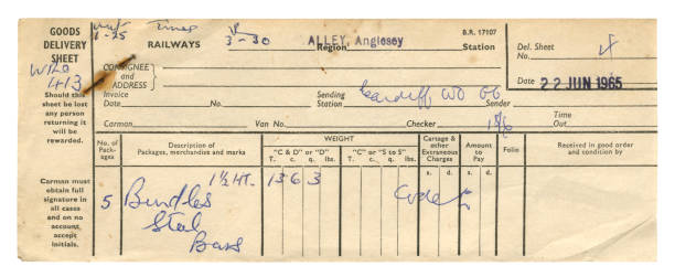 istock Goods delivery sheet for a railway company, 1965 1487121296