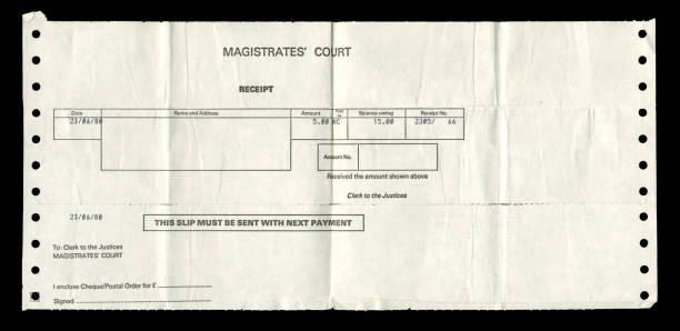 istock Old receipt for a fine from a British magistrates' court, 1980 1487121373