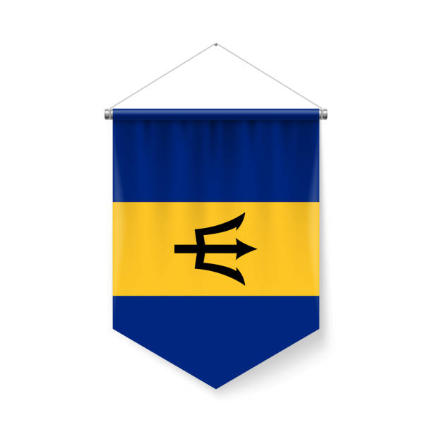 proporczykowa ikona flagi barbadosu - trident barbados flag pride stock illustrations