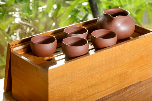 Tea set ready for traditional Chinese tea ceremony.