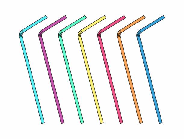 istock Drinking straws set. Vector colorful pipe tube plastic straw for juice, cocktail isolated. 1487135254