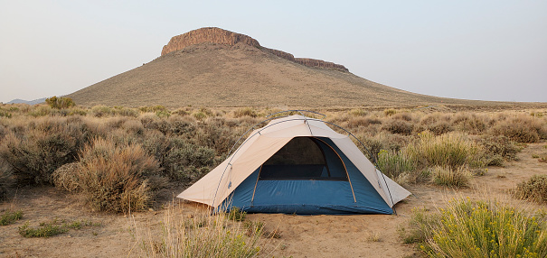 Tent set up in campground at Arches National Park