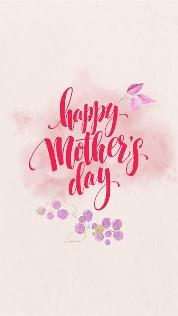 Mother's Day animated inscription with watercolor flowers