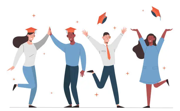 Vector illustration of Happy students concept