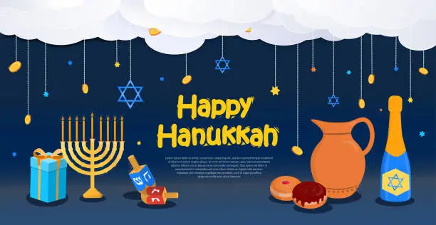 Vector illustration of Hanukkah dark banner