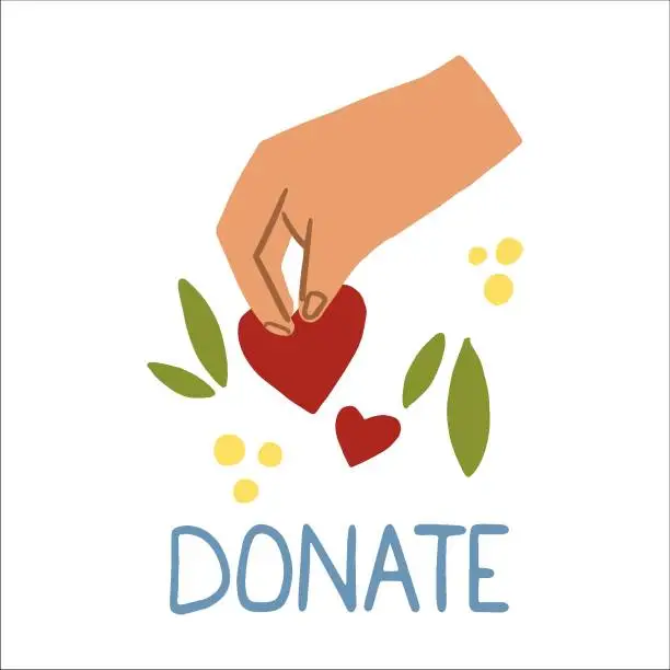 Vector illustration of The concept of charity. Fundraising. Donate help.