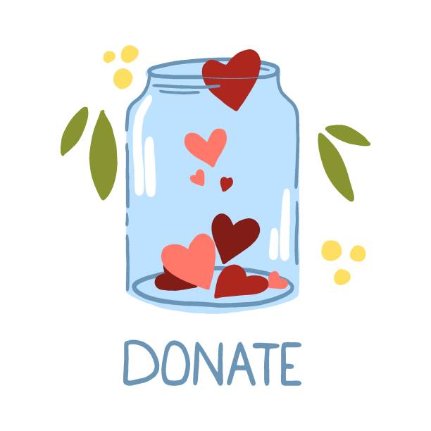 기부 항아리 개념의 개념입니다. 모금. 도움을 기부하십시오. - jar currency donation box charity and relief work stock illustrations
