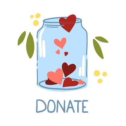 The concept of donation jar concept. Fundraising. Donate help.