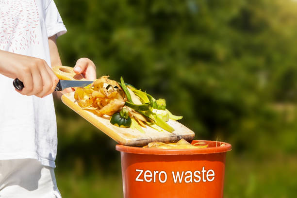 istock Vegetable peel, waste from cooking, into a compost bucket. 1487148727