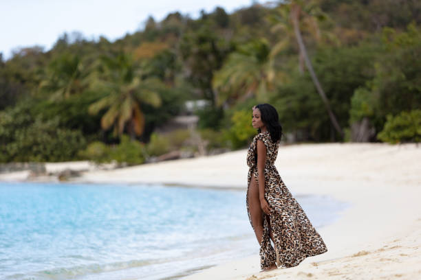 Woman with beach cover up