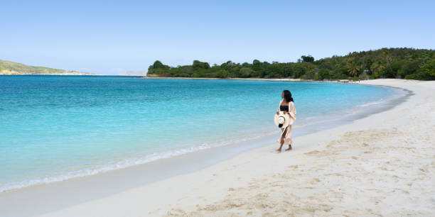 Woman with beach cover up