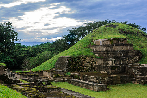 Wide view of San Andres Archaeological Site one of the principal archaeological sites of El Salvador.\n\nTaken in El Salvador, Central America