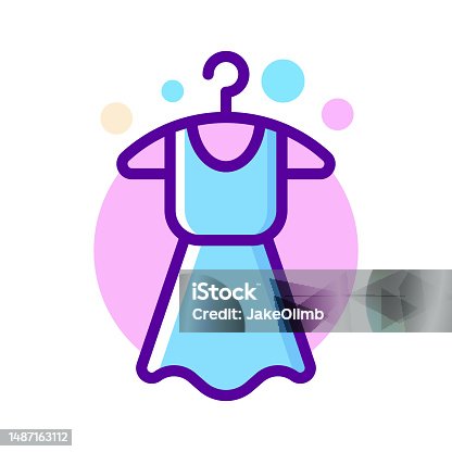 istock Dress on a Hanger Icon Line Art 1487163112