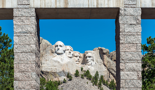 Mount Rushmore united states presidents carved portraits, Mount Rushmore national memorial, South Dakota, USA.