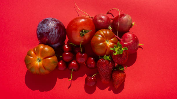 istock monochromatic red vegetable and fruit still life suitable for vegans 1487171750