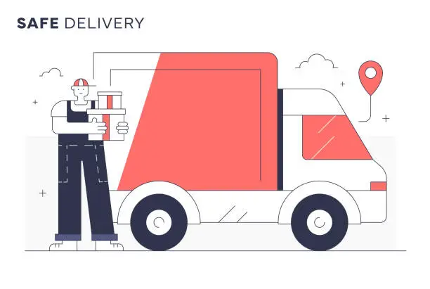 Vector illustration of Safe Delivery Vector Illustration