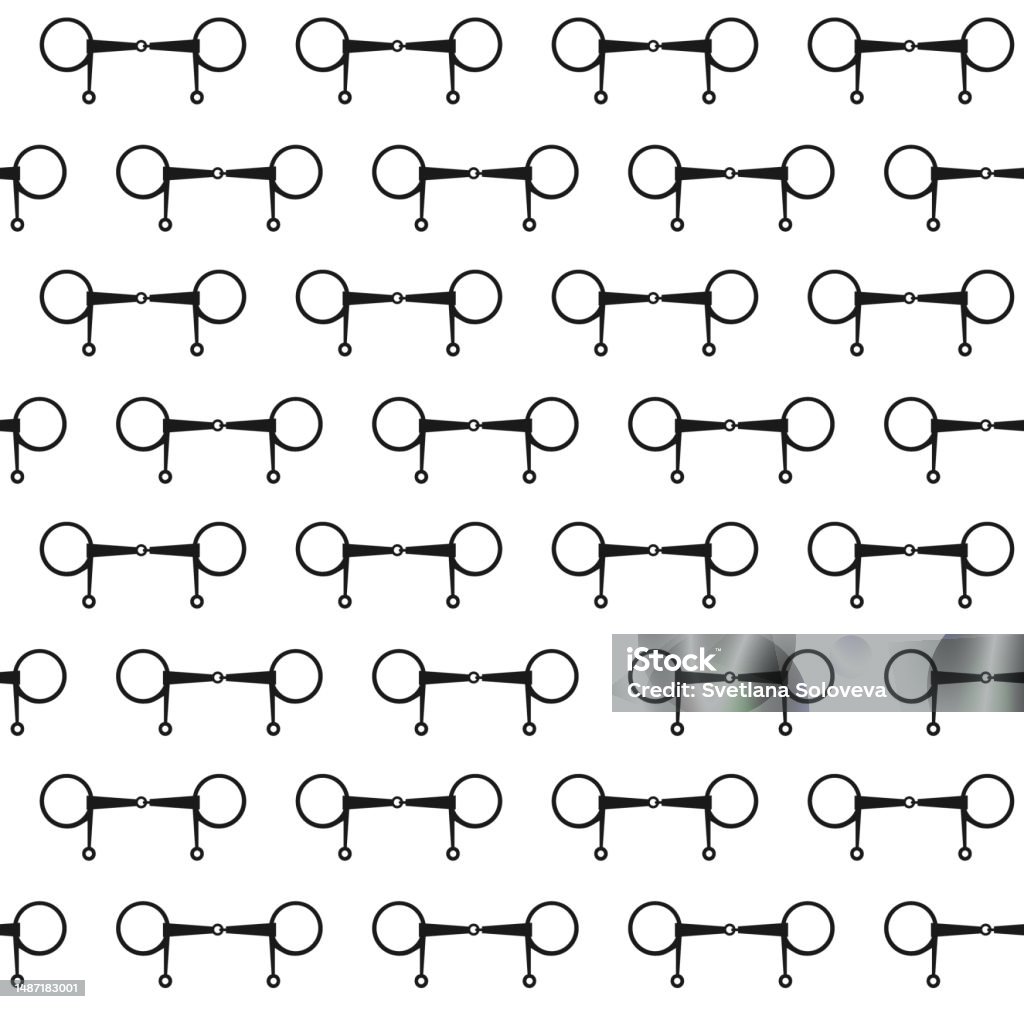 Pattern Bit Well Vector Seamless Pattern Of Flat Horse Equestrian Bit Stock Illustration ...