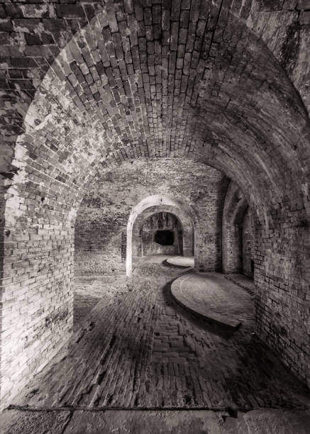 istock Fort Pickens Arches Black and White 1487184158
