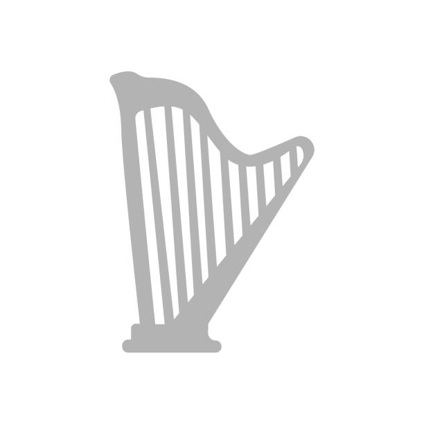 ikona harfy na białym tle, ilustracja wektorowa - celtic culture audio stock illustrations