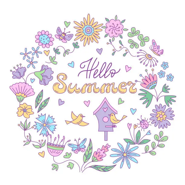 Vector illustration of Summer greeting card
