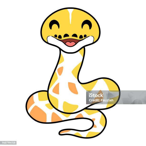 Cute Amelanistic Reticulated Python Cartoon Stock Illustration ...